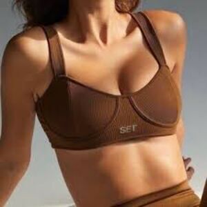 Set Active Sculpt Flex Contour Bra Brown Ribbed Small